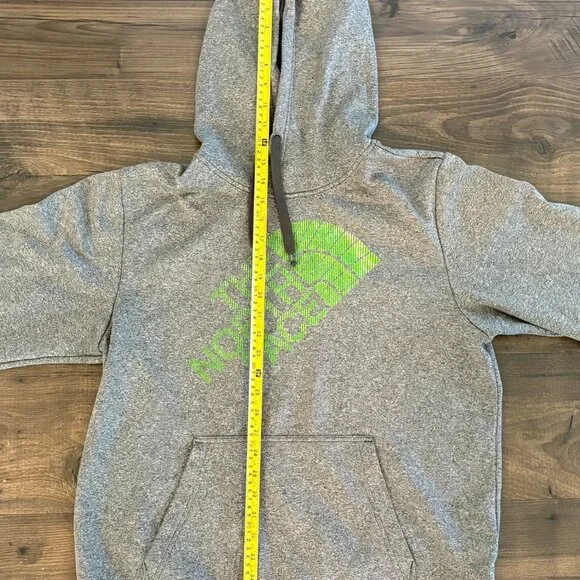 The North Face Men's Pullover Hoodie L Heather Gray Green Logo Hiking Outdoor - Picture 3 of 11